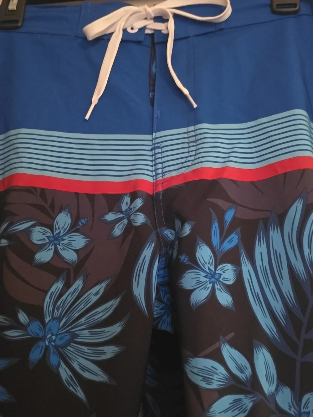 New Burnside Men's Size 30 Blue‎ Floral Stripe Board Shorts